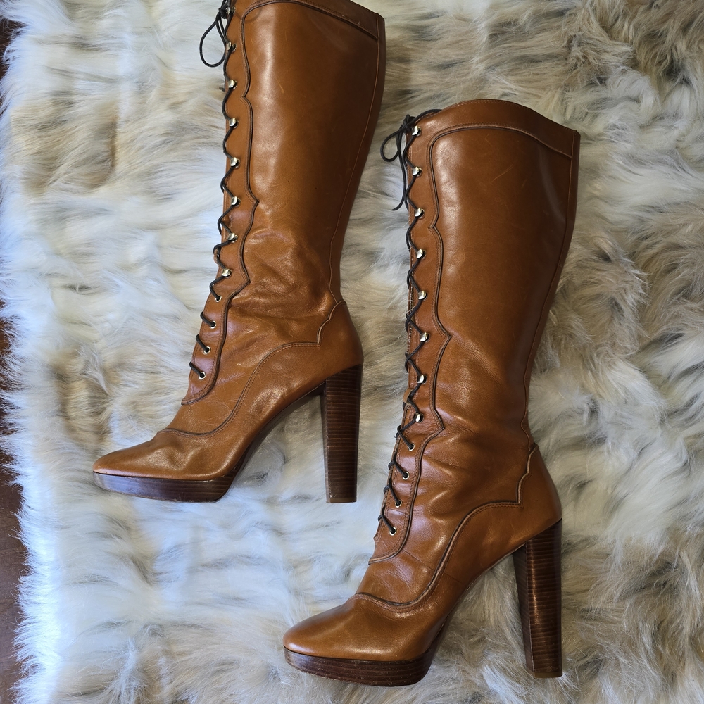 Michael Kors MICHAEL Roslyn 5 Inch Heel Lace Up Boots - Picture 8 of 13